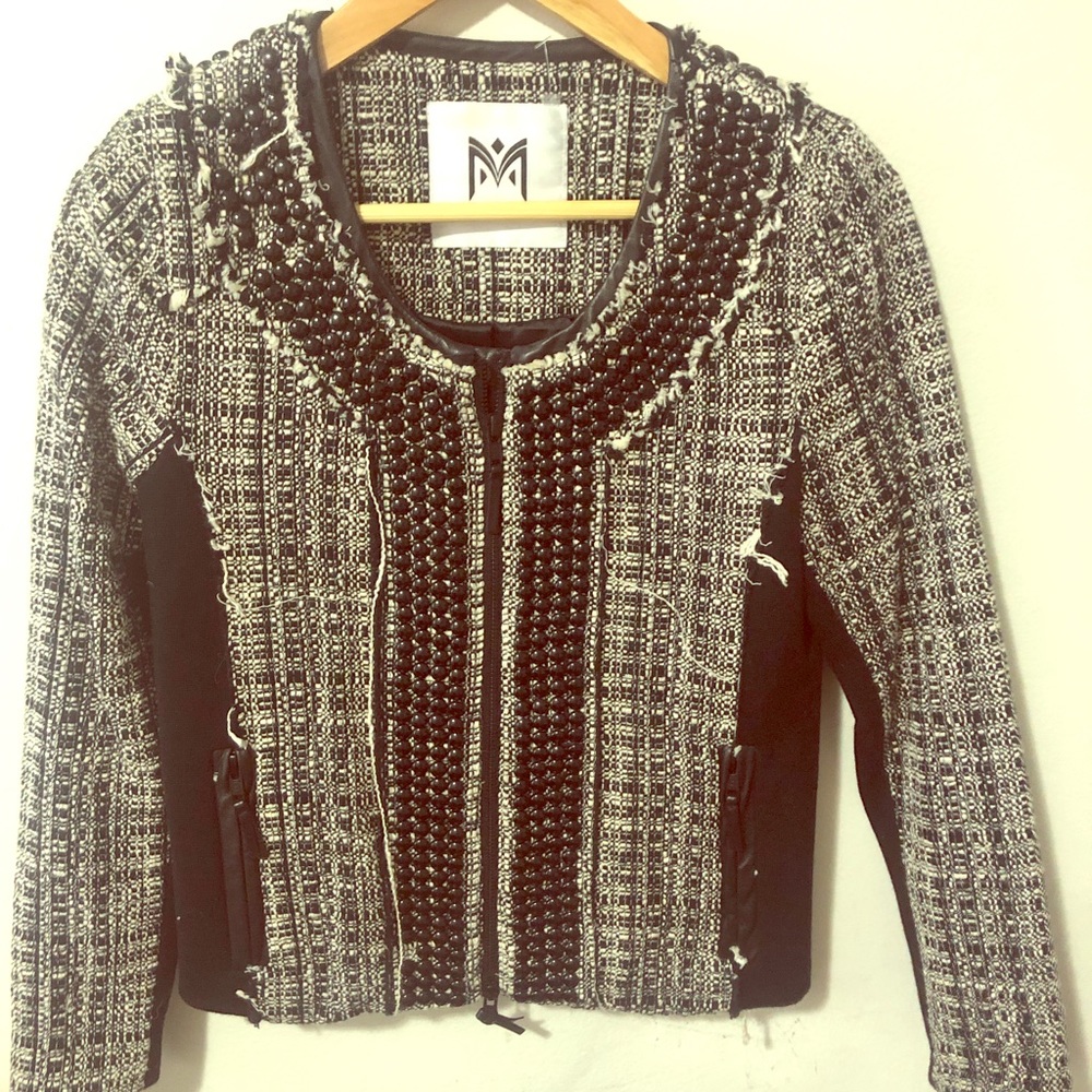 Trendy Distressed Tweed Blazer